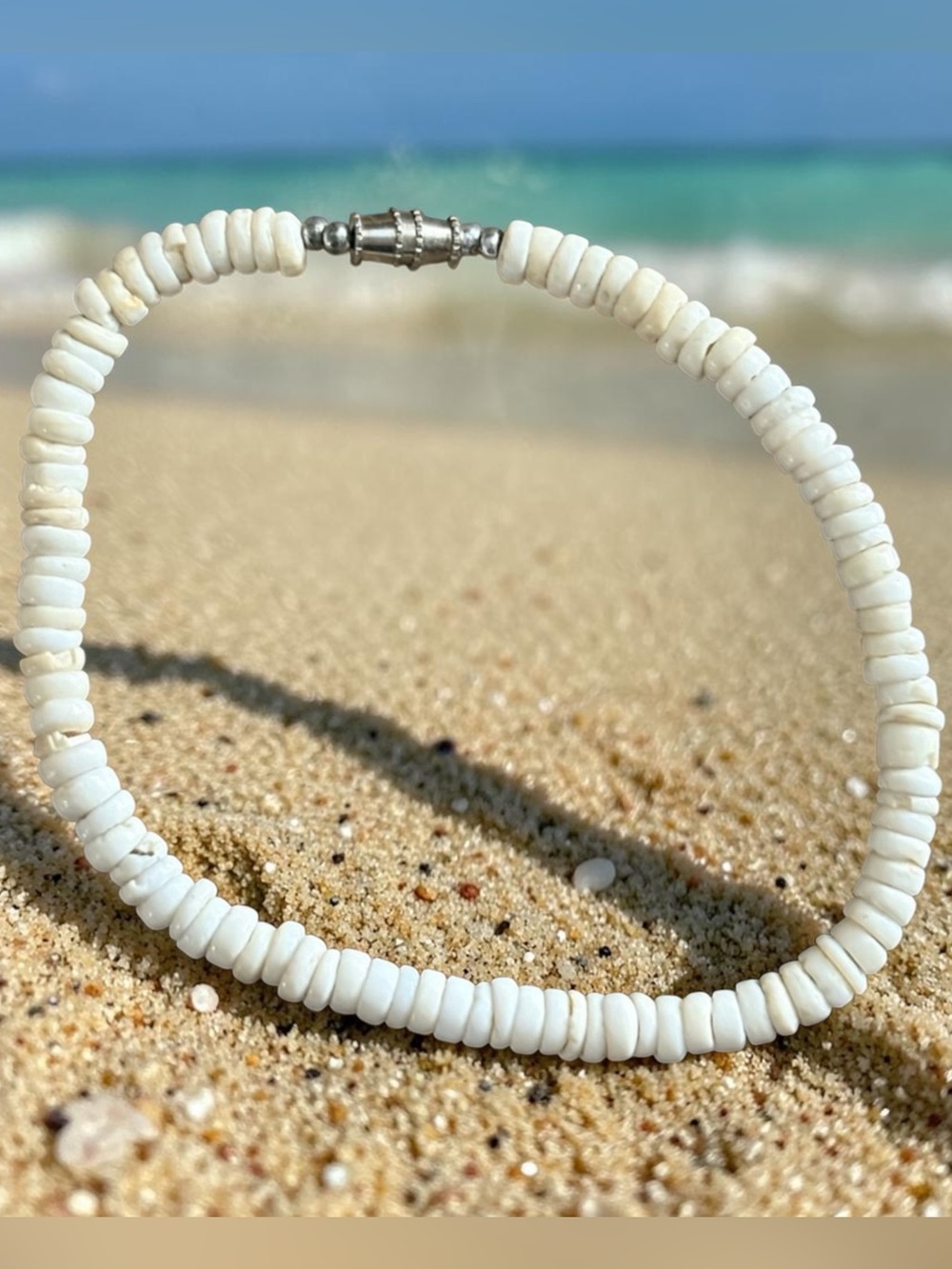 Vintage Puka Shell Beaded Bracelet or Anklet Unisex